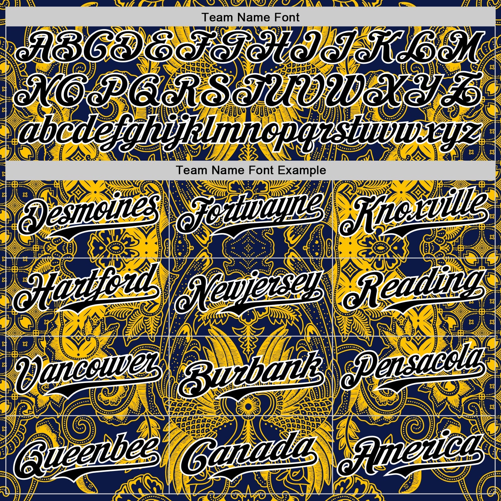 Custom Navy Black Yellow-White 3D Pattern Design Burner Costumes Paisley Authentic Baseball Jersey