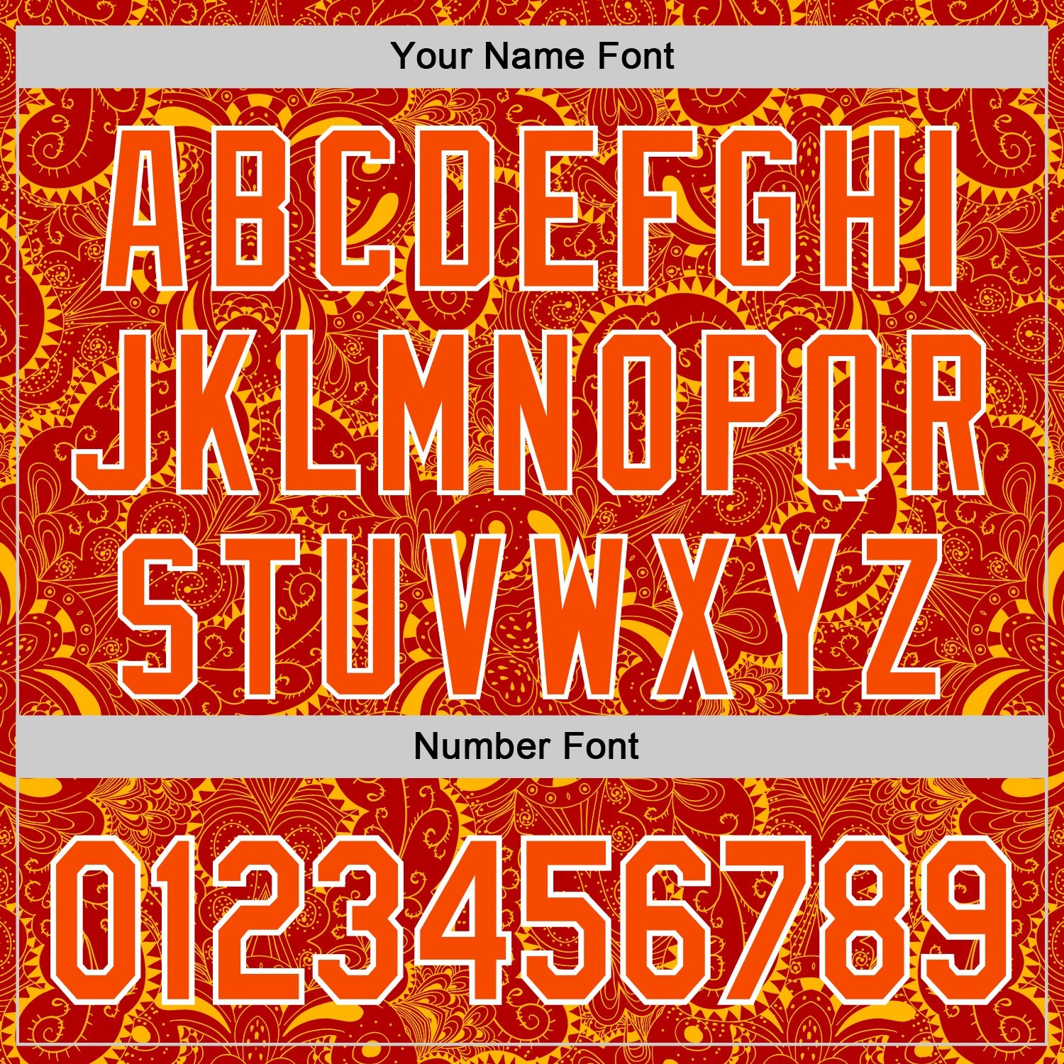 Custom Red Orange Gold-White 3D Pattern Design Burner Costumes Paisley Authentic Baseball Jersey