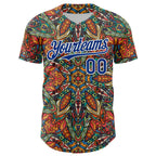 Custom Orange Royal-White 3D Pattern Design Burner Costumes Exotic Authentic Baseball Jersey