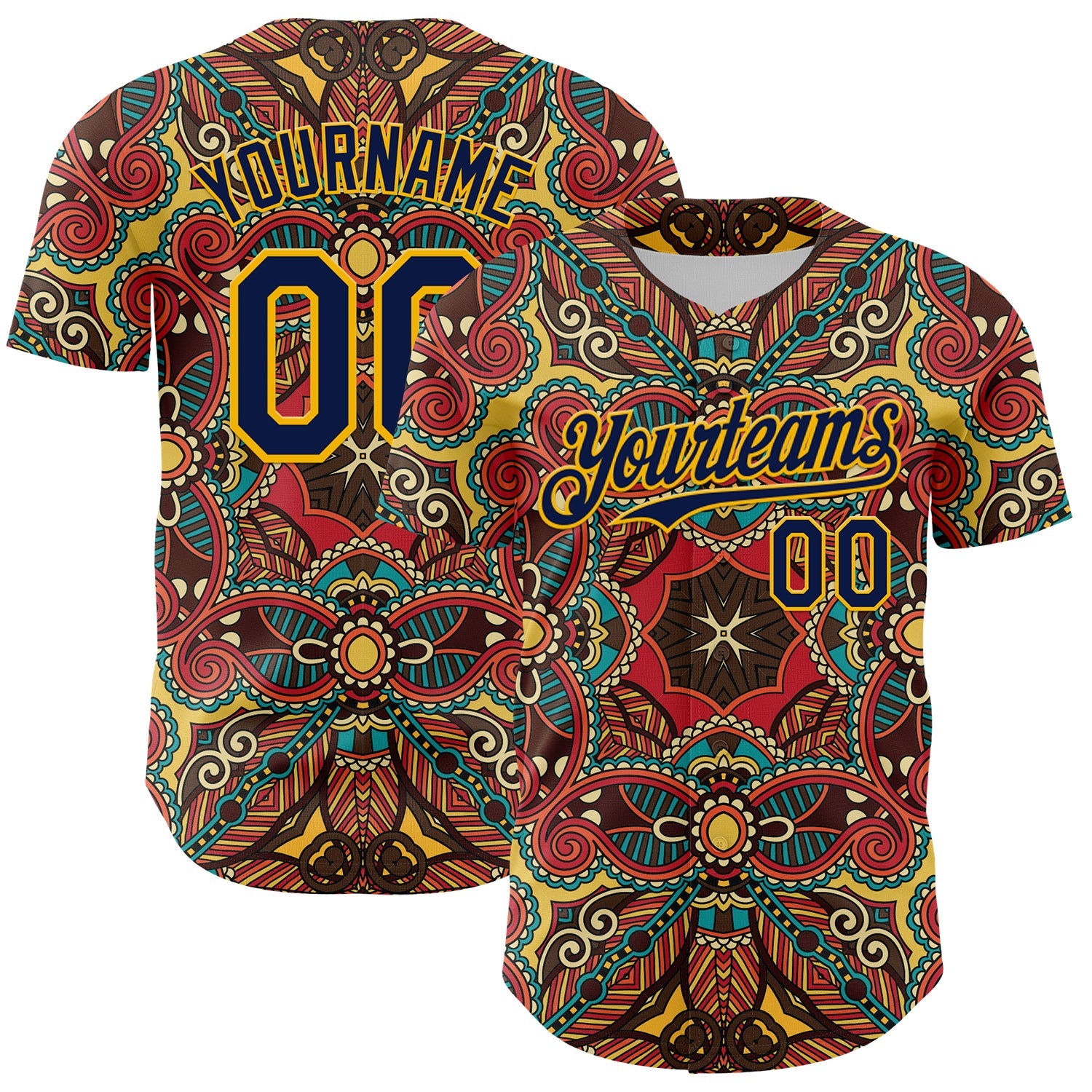 Custom Red Navy-Gold 3D Pattern Design Burner Costumes Exotic Authentic Baseball Jersey