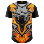 Custom Black Gray Orange Yellow-White 3D Pattern Design Rave Party Marble Lava Authentic Baseball Jersey