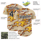 Custom City Cream Black-White 3D Pattern Design Rave Party Flame Authentic Baseball Jersey