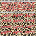 Custom Cream Red-White 3D Pattern Design Rave Party Animal Leopard Print Authentic Baseball Jersey