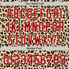 Custom Cream Red-White 3D Pattern Design Rave Party Animal Leopard Print Authentic Baseball Jersey