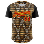 Custom Black Red-Gold 3D Pattern Design Rave Party Animal Snake Python Print Authentic Baseball Jersey