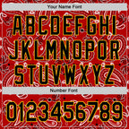 Custom Red Black-Gold 3D Pattern Design Rave Party Paisley Bandana Authentic Baseball Jersey
