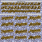 Custom White Black Royal-Gold 3D Pattern Design Rave Party Monogram Geometric Shape Authentic Baseball Jersey