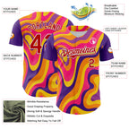 Custom Purple Red-White 3D Pattern Design Rave Party Marble Lava Authentic Baseball Jersey