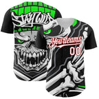Custom Black White-Red 3D Pattern Design Burner Costumes Skull Authentic Baseball Jersey