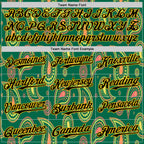 Custom Kelly Green Black-Yellow 3D Pattern Design Burner Costumes Paisley Bandana Authentic Baseball Jersey