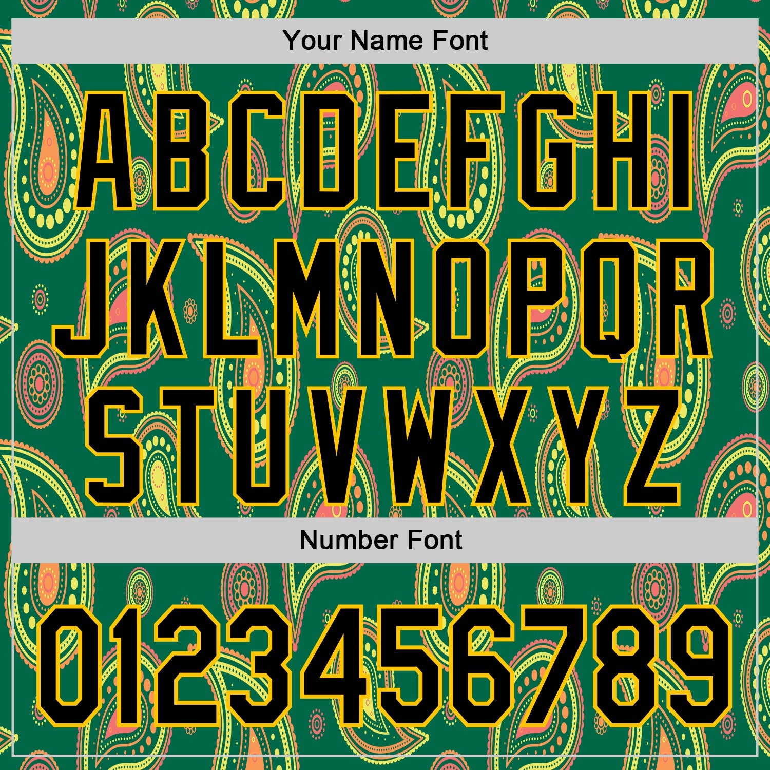 Custom Kelly Green Black-Yellow 3D Pattern Design Burner Costumes Paisley Bandana Authentic Baseball Jersey