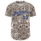 Custom Cream Navy-White 3D Pattern Design Burner Costumes Paisley Bandana Authentic Baseball Jersey