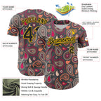 Custom Steel Gray Black-Yellow 3D Pattern Design Burner Costumes Paisley Bandana Authentic Baseball Jersey
