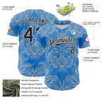 Custom Electric Blue Black-White 3D Pattern Design Burner Costumes Paisley Bandana Authentic Baseball Jersey