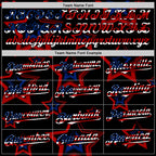 Custom Red USA Flag Black-Royal 3D America-Inspired Authentic Baseball Jersey