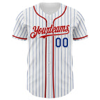 Custom White Blue Pinstripe Royal-Red 3D American Flag National Symbols Authentic Baseball Jersey