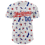 Custom White Black Pinstripe Royal-Red 3D American Flag National Symbols Authentic Baseball Jersey
