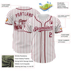 Custom White Crimson Pinstripe Crimson 3D Pattern Design New York Cityscape Authentic Baseball Jersey