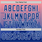 Custom Pink Royal Blue-White 3D Pattern Design Boston Cityscape Sunset Authentic Baseball Jersey