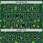 Custom Black White-Grass Green 3D Pattern Design Boston Cityscape Shamrock Authentic St. Patrick's Day Baseball Jersey