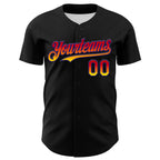 Custom Black Orange-Dark Purple 3D Pattern Design Gradient Miami Cityscape Sunset Authentic Baseball Jersey