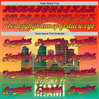 Custom Orange Green Yellow-Dark Purple 3D Pattern Design Gradient Miami Cityscape Sunset Authentic Baseball Jersey