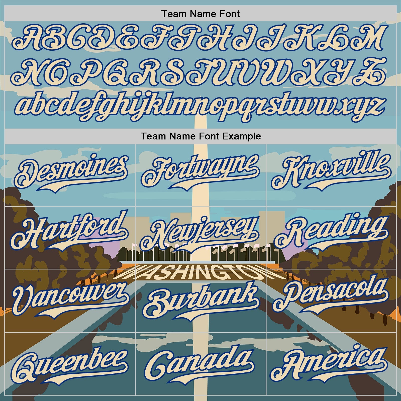 Custom Blue Cream-Royal 3D Pattern Design Washington Cityscape Skyline Authentic Baseball Jersey