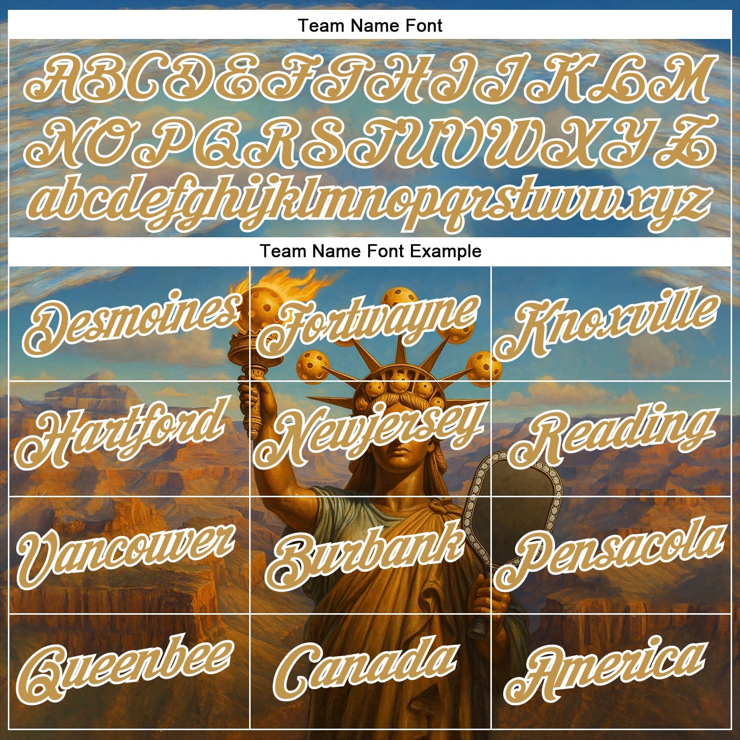 Custom Blue Old Gold-White 3D Pickleball Paddles Balls Retro Statue Of Liberty Performance T-Shirt