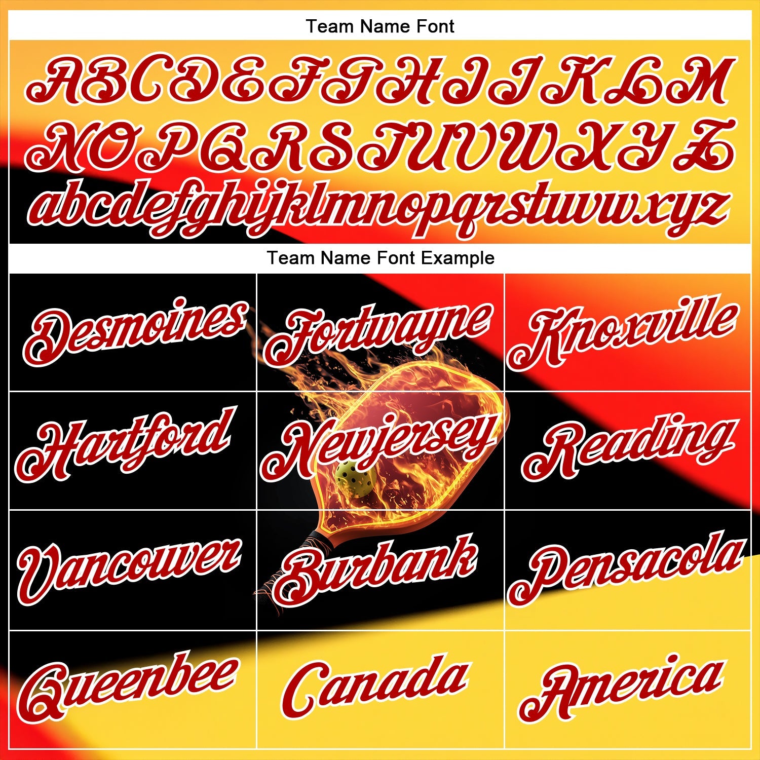 Custom Yellow Red Black-White 3D Flame Pickleball Paddles Balls Performance T-Shirt