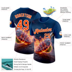 Custom Blue Orange-White 3D Flame Pickleball Paddles Balls Performance T-Shirt