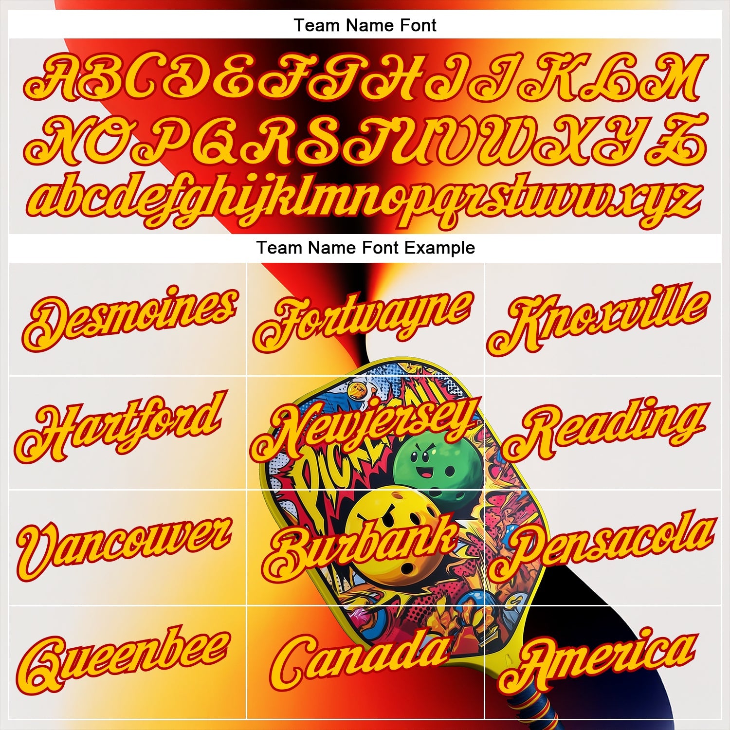 Custom White Yellow-Red 3D Graffiti Pickleball Paddles Balls Performance T-Shirt