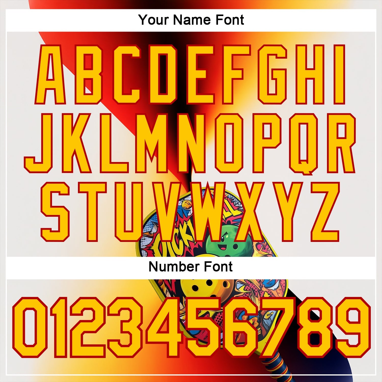 Custom White Yellow-Red 3D Graffiti Pickleball Paddles Balls Performance T-Shirt