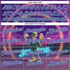 Custom Purple Ice Blue 3D Funny Pickleball Paddles Balls Skeleton Performance T-Shirt