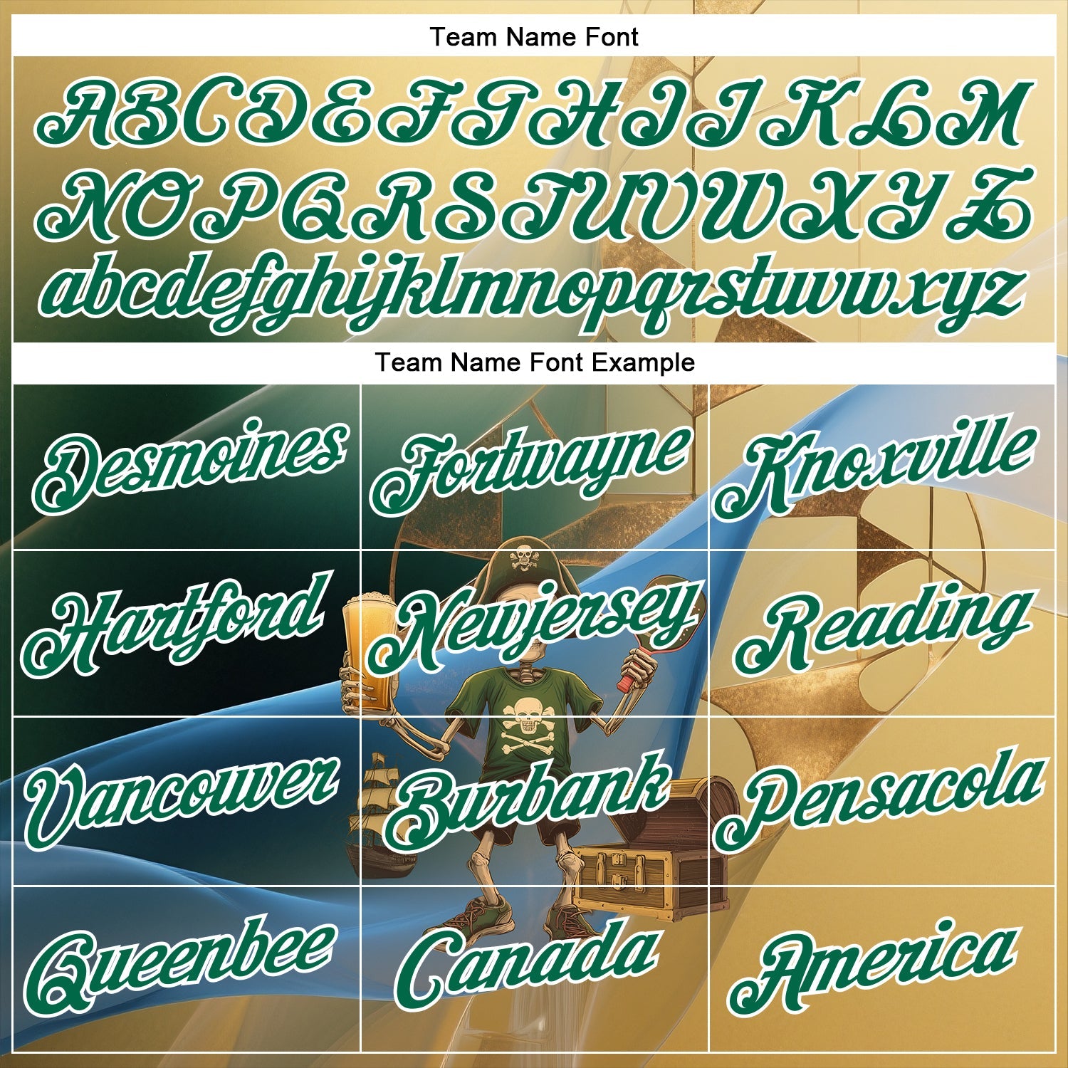 Custom Cream Kelly Green-White 3D Funny Pickleball Paddles Pirate Skeleton Performance T-Shirt