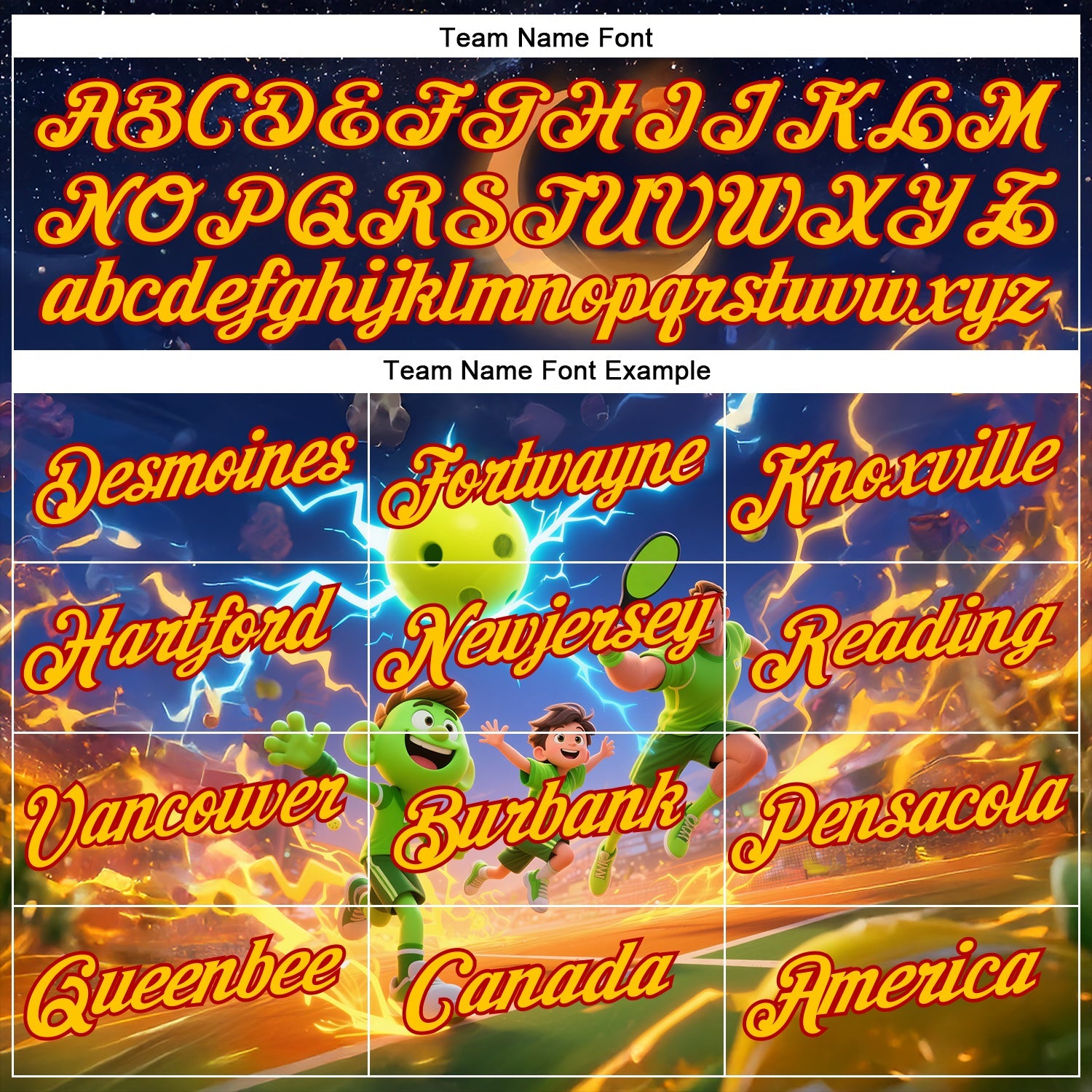 Custom Navy Yellow-Red 3D Charged Happy Family Pickleball Paddles Balls Performance T-Shirt