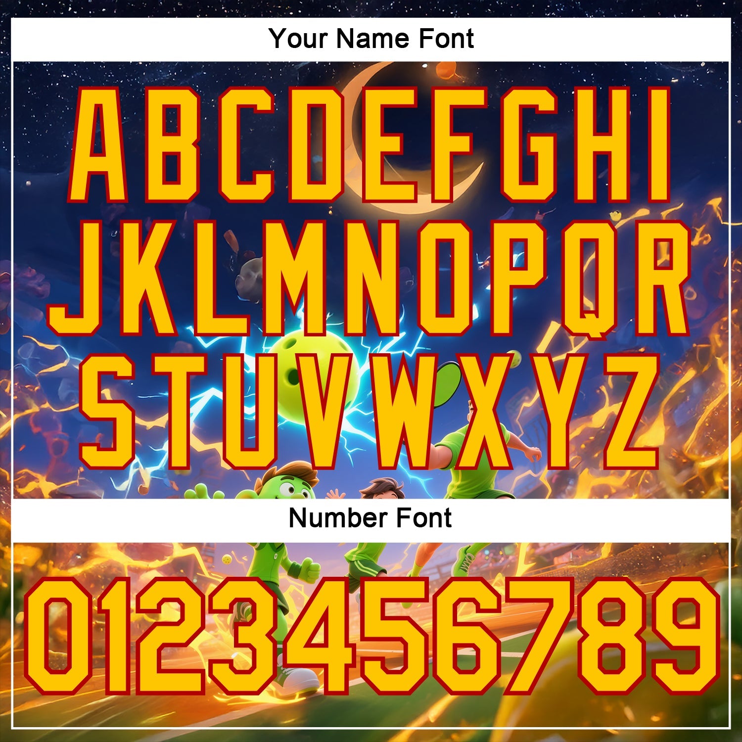 Custom Navy Yellow-Red 3D Charged Happy Family Pickleball Paddles Balls Performance T-Shirt