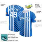 Custom Blue White Powder Blue Gray-Black 3D Pattern Design Argentina Stripe Sportswear Performance T-Shirt