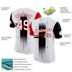 Custom White Black-Red 3D Pattern Design Gradient Cross Sportswear Performance T-Shirt