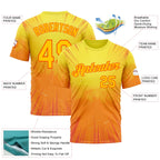 Custom Yellow Orange 3D Pattern Design Anime Inspired Gradient Sportswear Performance T-Shirt