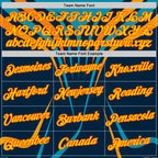 Custom Blue Yellow-Orange 3D Pattern Design Line Sportswear Performance T-Shirt