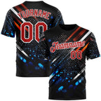 Custom Blue Red-White 3D Pattern Design Water Droplet Sportswear Performance T-Shirt