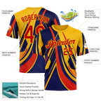 Custom Yellow Red-Blue 3D Pattern Design Romania Colombia Sportswear Performance T-Shirt