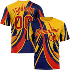 Custom Yellow Red-Blue 3D Pattern Design Romania Colombia Sportswear Performance T-Shirt