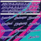 Custom Blue Dark Purple Black Pink-White 3D Pattern Design Line Sportswear Performance T-Shirt