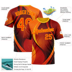 Custom Orange Yellow 3D Pattern Design Gradient Sportswear Performance T-Shirt