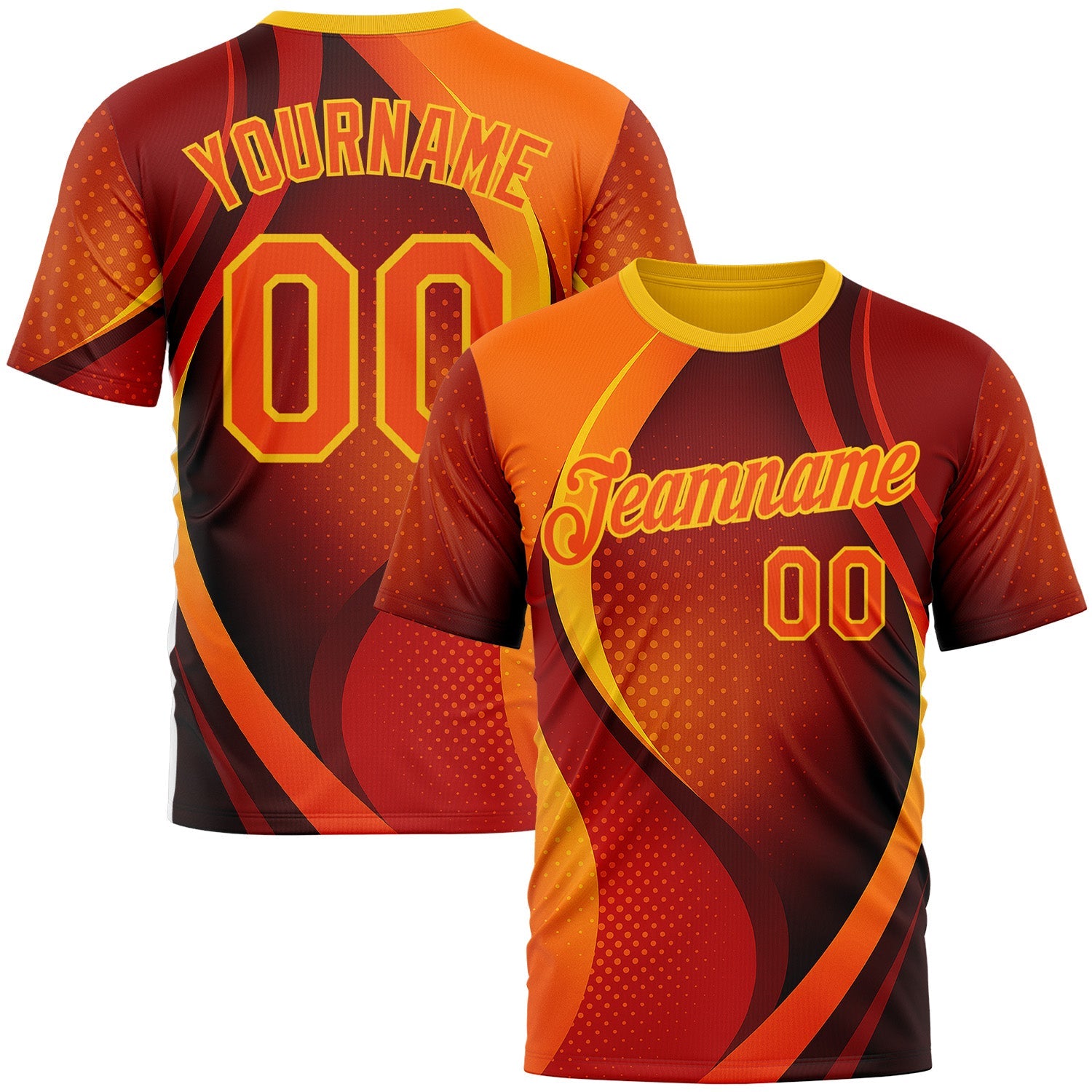 Custom Orange Yellow 3D Pattern Design Gradient Sportswear Performance T-Shirt