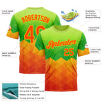 Custom Green Orange-Yellow 3D Pattern Design Gradient Sportswear Performance T-Shirt