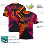 Custom Orange Pink-Dark Purple 3D Pattern Design Gradient Sportswear Performance T-Shirt