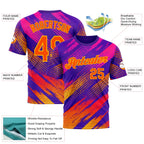 Custom Purple Orange-Yellow 3D Pattern Design Splash Sportswear Performance T-Shirt