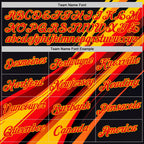 Custom Black Fire Red-Yellow 3D Pattern Design Line Sportswear Performance T-Shirt